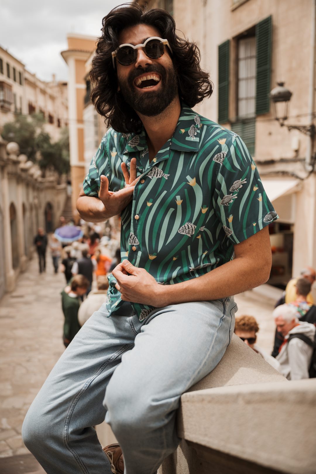 POSIDONIA- Camisa Bowling Galoha